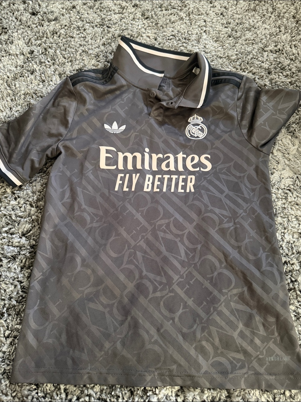 Gray Kids Soccer Jersey with White Logos